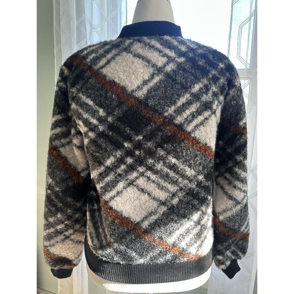 New Women Melloday Buffalo Plaid Faux Fur Double Breasted Coat Outerwear Jacket - Picture 5 of 8